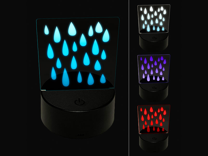 Lots of Raindrops Raining Water 3D Illusion LED Night Light Sign Nightstand Desk Lamp