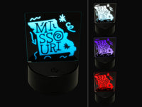 Missouri State with Text Swirls 3D Illusion LED Night Light Sign Nightstand Desk Lamp