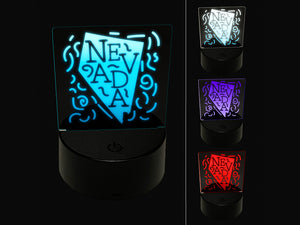 Nevada State with Text Swirls 3D Illusion LED Night Light Sign Nightstand Desk Lamp