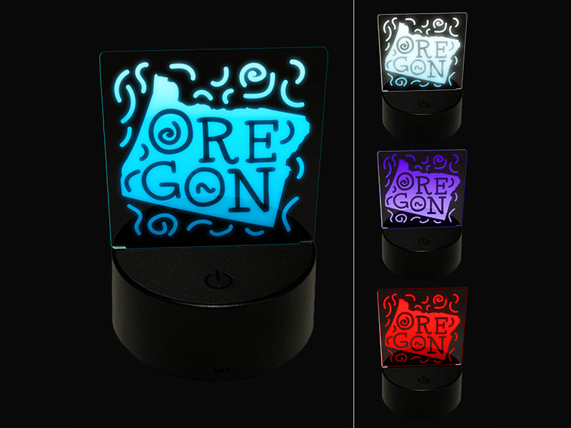 Oregon State with Text Swirls 3D Illusion LED Night Light Sign Nightstand Desk Lamp