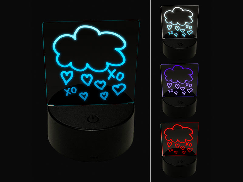 Showers of Love Hearts 3D Illusion LED Night Light Sign Nightstand Desk Lamp