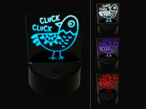 Silly Chicken Doodle Cluck 3D Illusion LED Night Light Sign Nightstand Desk Lamp