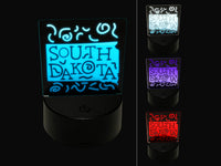 South Dakota State with Text Swirls 3D Illusion LED Night Light Sign Nightstand Desk Lamp