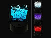 Washington State with Text Swirls 3D Illusion LED Night Light Sign Nightstand Desk Lamp