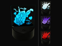 West Virginia State with Text Swirls 3D Illusion LED Night Light Sign Nightstand Desk Lamp