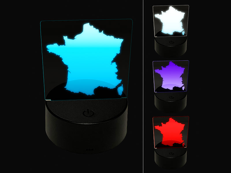 France Country Solid 3D Illusion LED Night Light Sign Nightstand Desk Lamp