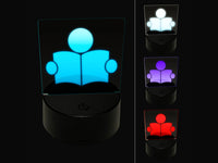 Reading Book Library Icon 3D Illusion LED Night Light Sign Nightstand Desk Lamp