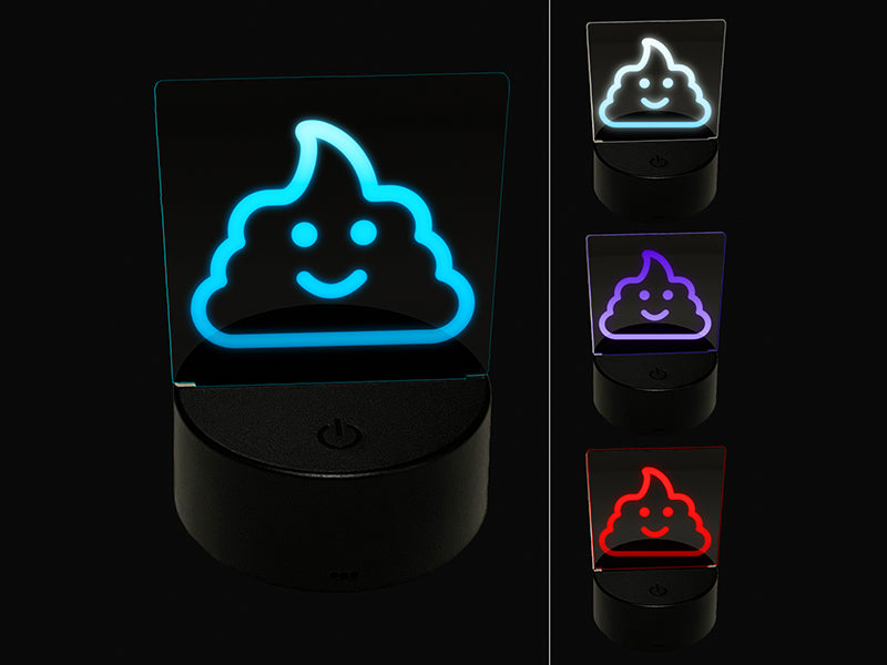 Smile Poop Face Emoticon 3D Illusion LED Night Light Sign Nightstand Desk Lamp