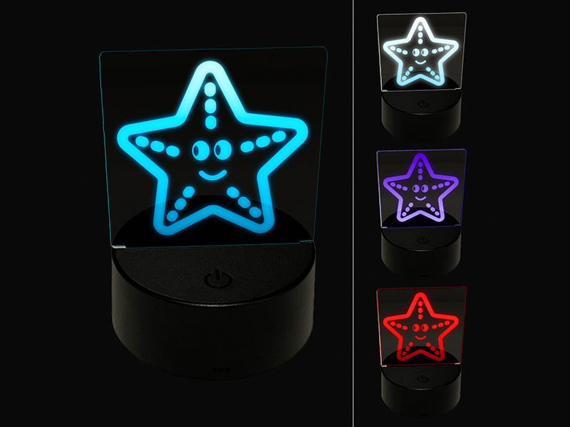 Starfish Doodle 3D Illusion LED Night Light Sign Nightstand Desk Lamp