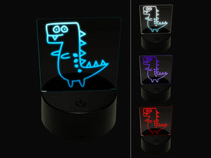 Tyrannosaurus Rex Dinosaur Doodle 3D Illusion LED Night Light Sign Nightstand Desk Lamp