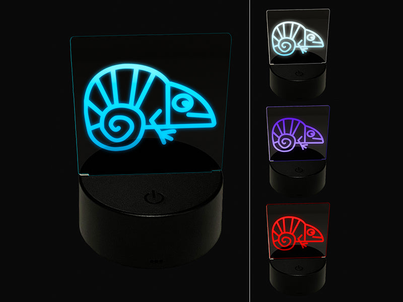 Chameleon Lizard Doodle 3D Illusion LED Night Light Sign Nightstand Desk Lamp