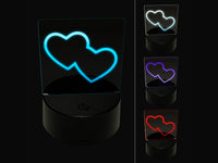 Double Heart Symbol Outline 3D Illusion LED Night Light Sign Nightstand Desk Lamp