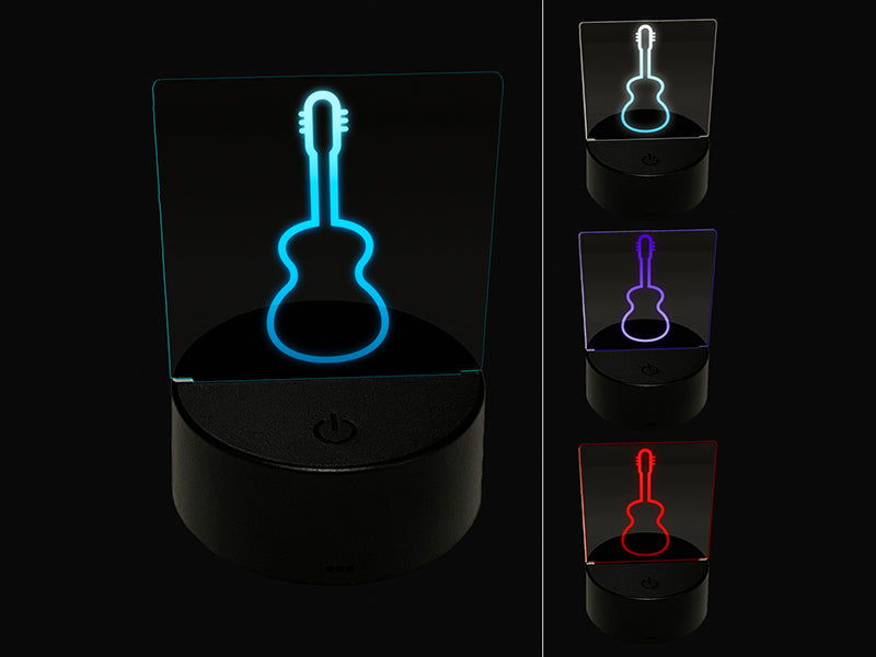 Guitar Outline 3D Illusion LED Night Light Sign Nightstand Desk Lamp