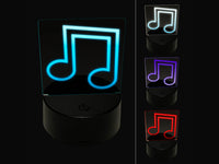 Music Eighth Notes Outline 3D Illusion LED Night Light Sign Nightstand Desk Lamp