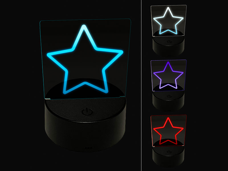 Star Shape Excellent Outline 3D Illusion LED Night Light Sign Nightstand Desk Lamp