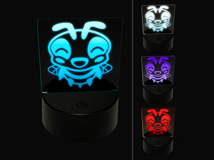 Cute Bee Laughing LOL 3D Illusion LED Night Light Sign Nightstand Desk Lamp