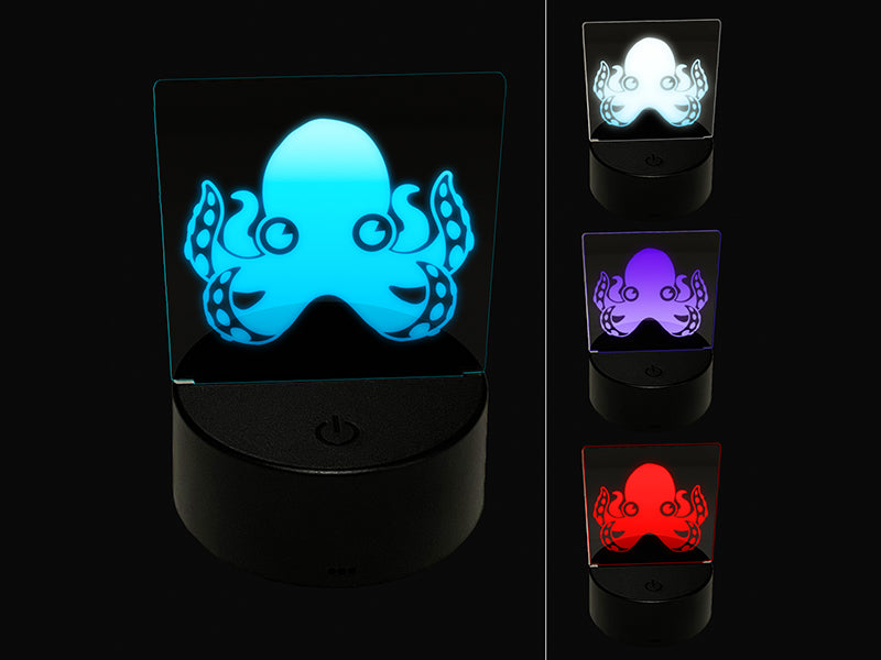 Cute Octopus 3D Illusion LED Night Light Sign Nightstand Desk Lamp