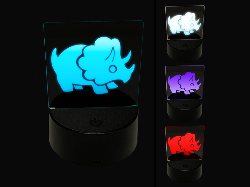 Cute Triceratops Dinosaur 3D Illusion LED Night Light Sign Nightstand Desk Lamp