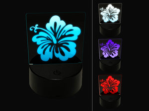 Pretty Hibiscus Flower Tropical 3D Illusion LED Night Light Sign Nightstand Desk Lamp