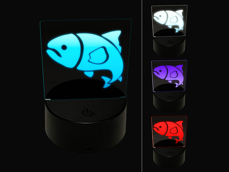 Salmon Fish 3D Illusion LED Night Light Sign Nightstand Desk Lamp