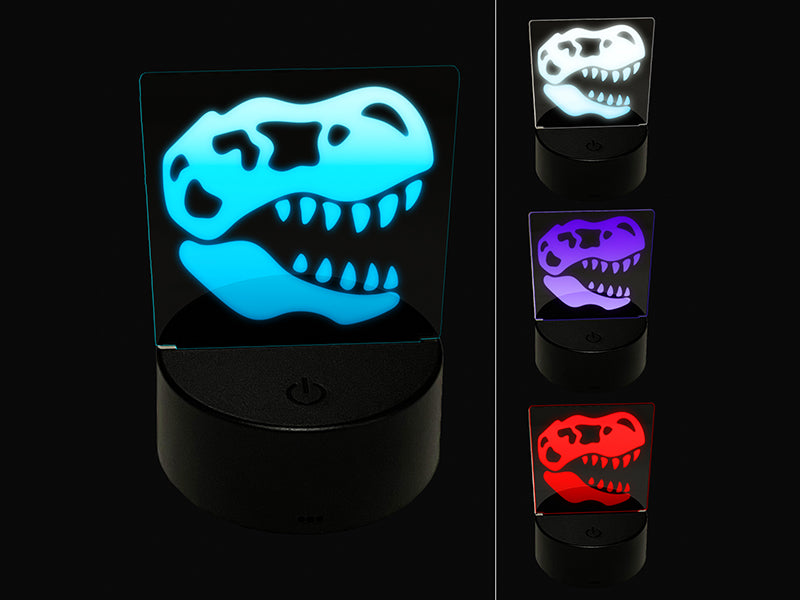 Tyrannosaurus Rex Skull Fossil 3D Illusion LED Night Light Sign Nightstand Desk Lamp