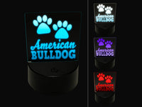 American Bulldog Dog Paw Prints Fun Text 3D Illusion LED Night Light Sign Nightstand Desk Lamp