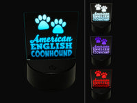 American English Coonhound Dog Paw Prints Fun Text 3D Illusion LED Night Light Sign Nightstand Desk Lamp