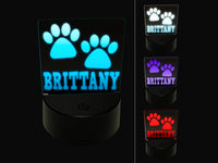 Brittany Dog Paw Prints Fun Text 3D Illusion LED Night Light Sign Nightstand Desk Lamp
