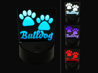 Bulldog Dog Paw Prints Fun Text 3D Illusion LED Night Light Sign Nightstand Desk Lamp
