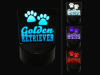 Golden Retriever Dog Paw Prints Fun Text 3D Illusion LED Night Light Sign Nightstand Desk Lamp