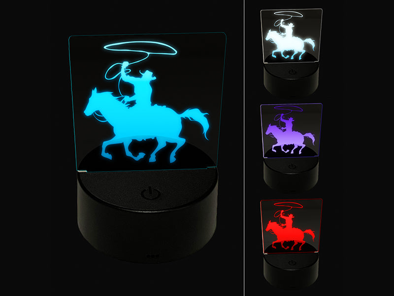 Cowboy on Horseback With Lasso 3D Illusion LED Night Light Sign Nightstand Desk Lamp