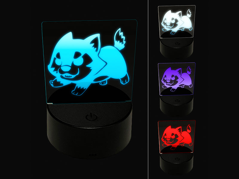 Cute Wolf Puppy 3D Illusion LED Night Light Sign Nightstand Desk Lamp