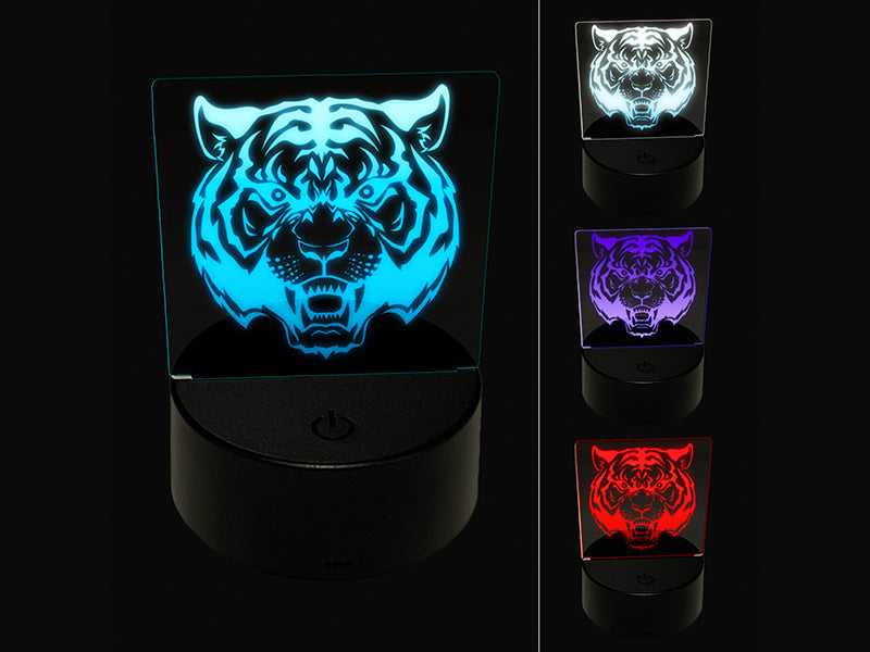 Fierce Tiger Face 3D Illusion LED Night Light Sign Nightstand Desk Lamp