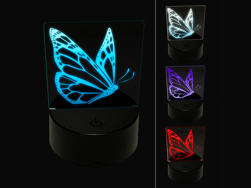 Flying Butterfly 3D Illusion LED Night Light Sign Nightstand Desk Lamp
