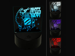Happy Birthday Alpaca 3D Illusion LED Night Light Sign Nightstand Desk Lamp
