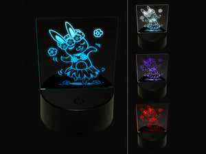 Luau Hawaiian Hula Bunny with Lei 3D Illusion LED Night Light Sign Nightstand Desk Lamp