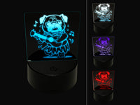 Luau Hawaiian Hula Pug with Ukulele 3D Illusion LED Night Light Sign Nightstand Desk Lamp