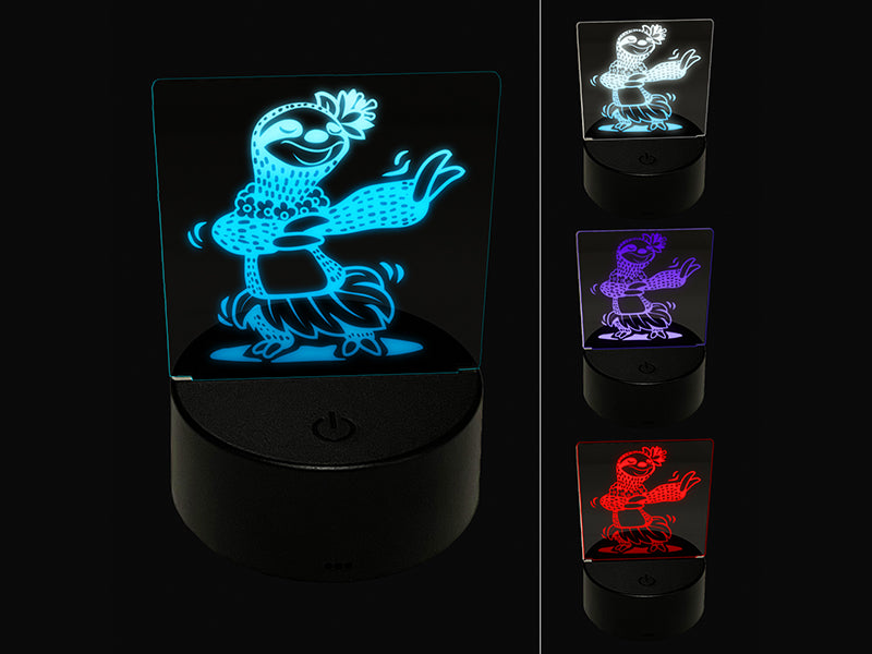 Luau Hawaiian Hula Sloth with Lei 3D Illusion LED Night Light Sign Nightstand Desk Lamp