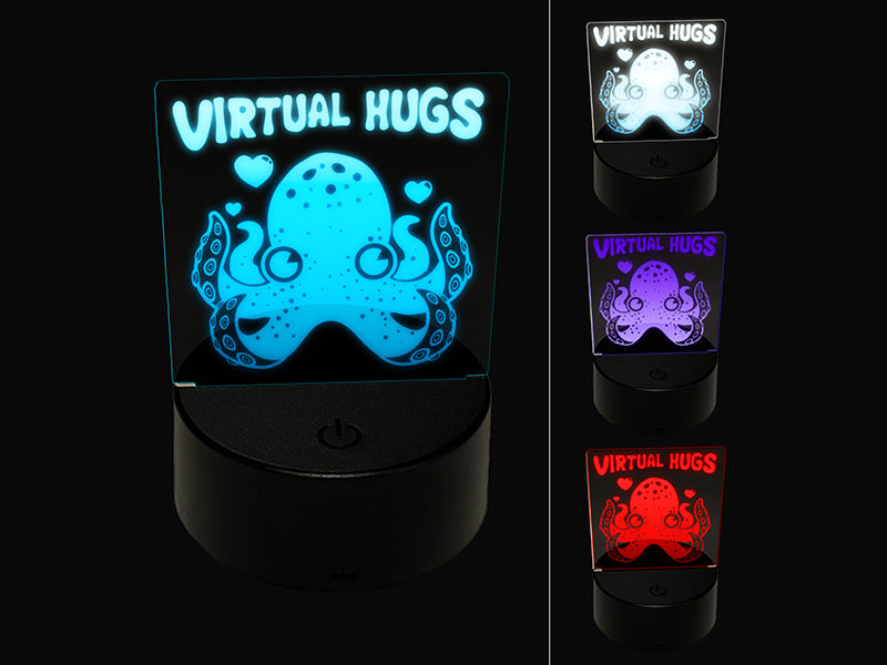 Octopus Virtual Hugs 3D Illusion LED Night Light Sign Nightstand Desk Lamp