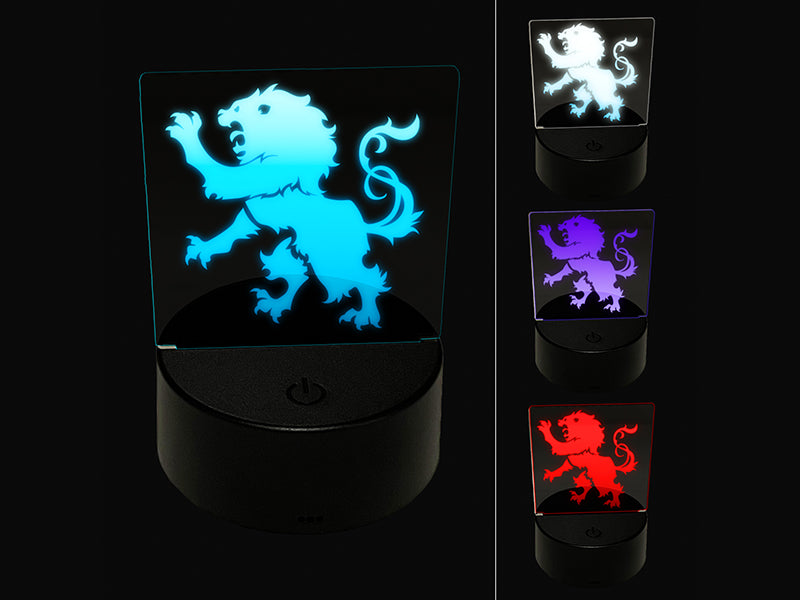 Regal Heraldic Lion 3D Illusion LED Night Light Sign Nightstand Desk Lamp
