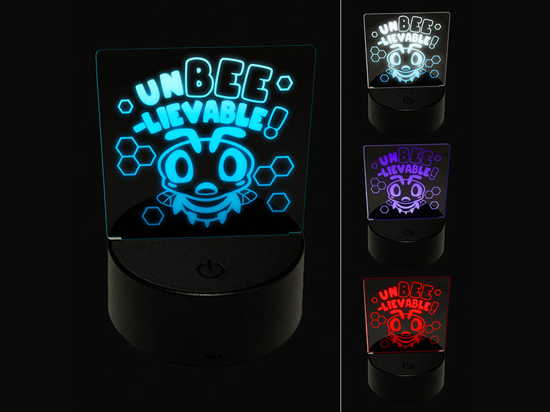 Unbelievable Bee 3D Illusion LED Night Light Sign Nightstand Desk Lamp