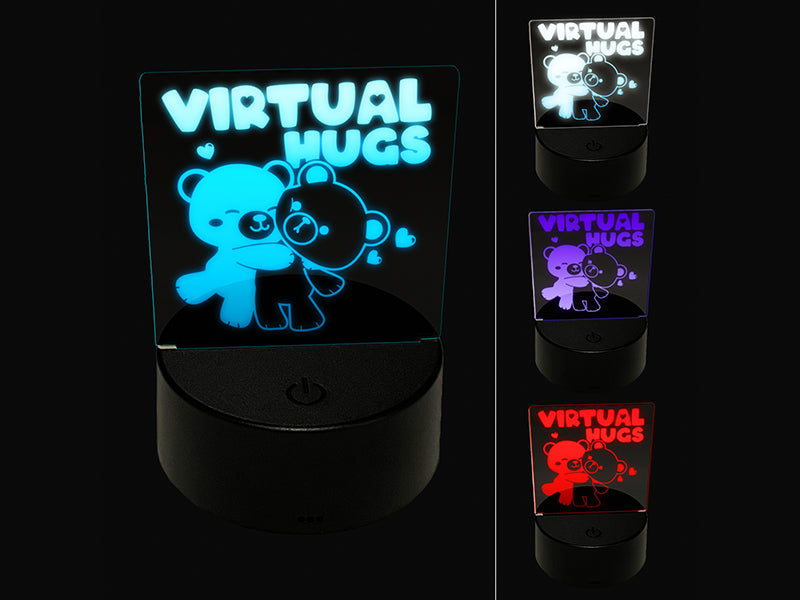 Virtual Bear Hugs 3D Illusion LED Night Light Sign Nightstand Desk Lamp