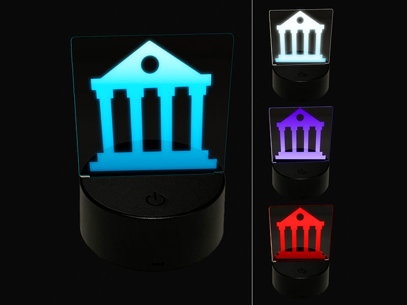 Courthouse Justice Legal Lawyer Judge Icon 3D Illusion LED Night Light Sign Nightstand Desk Lamp
