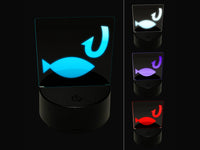 Fish and Hook Fishing 3D Illusion LED Night Light Sign Nightstand Desk Lamp