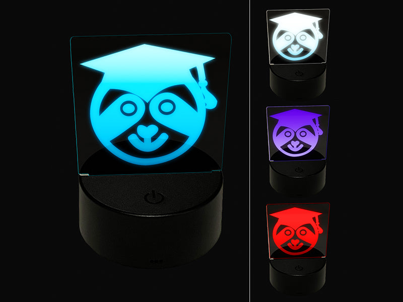 Graduation Sloth 3D Illusion LED Night Light Sign Nightstand Desk Lamp
