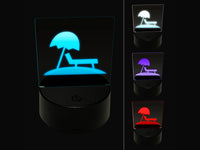 Lounge Chair Umbrella Beach Sun 3D Illusion LED Night Light Sign Nightstand Desk Lamp