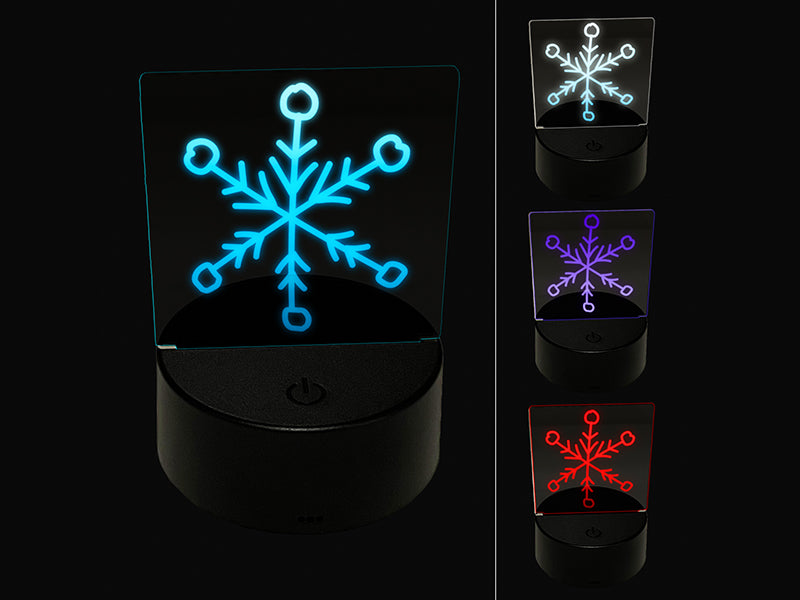 Snowflake Sketch Winter 3D Illusion LED Night Light Sign Nightstand Desk Lamp