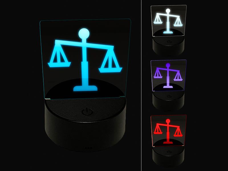 Tipping Scales of Justice Legal Lawyer Icon 3D Illusion LED Night Light Sign Nightstand Desk Lamp