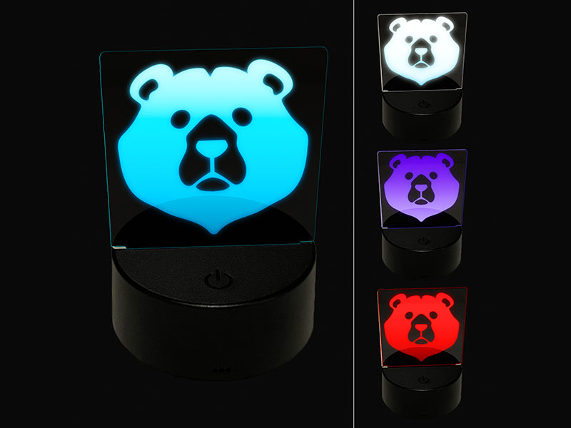 Black Bear Head 3D Illusion LED Night Light Sign Nightstand Desk Lamp