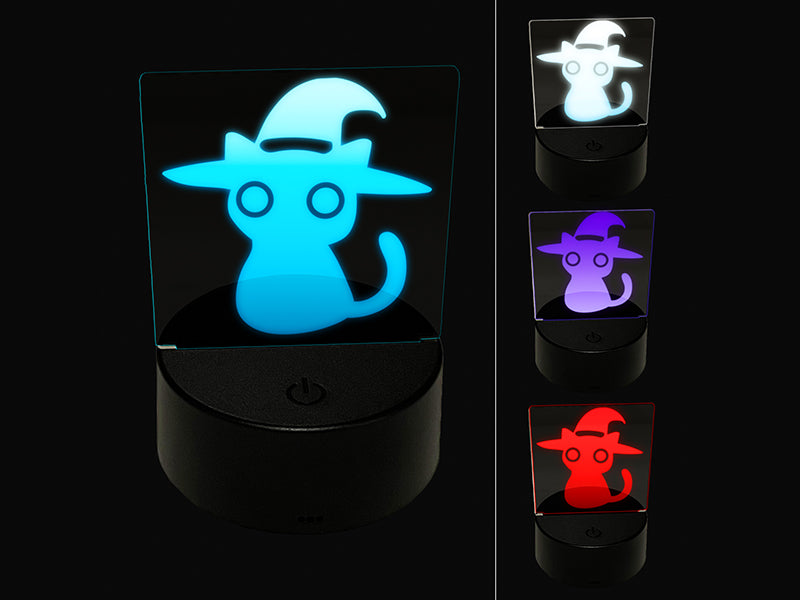 Black Cat with Witch Hat Halloween 3D Illusion LED Night Light Sign Nightstand Desk Lamp